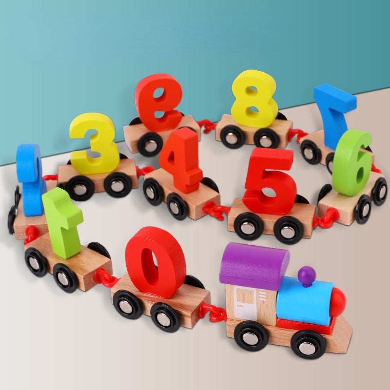 Wooden Montessori Toys Magnetic Digital Number Car Train for Kids 7