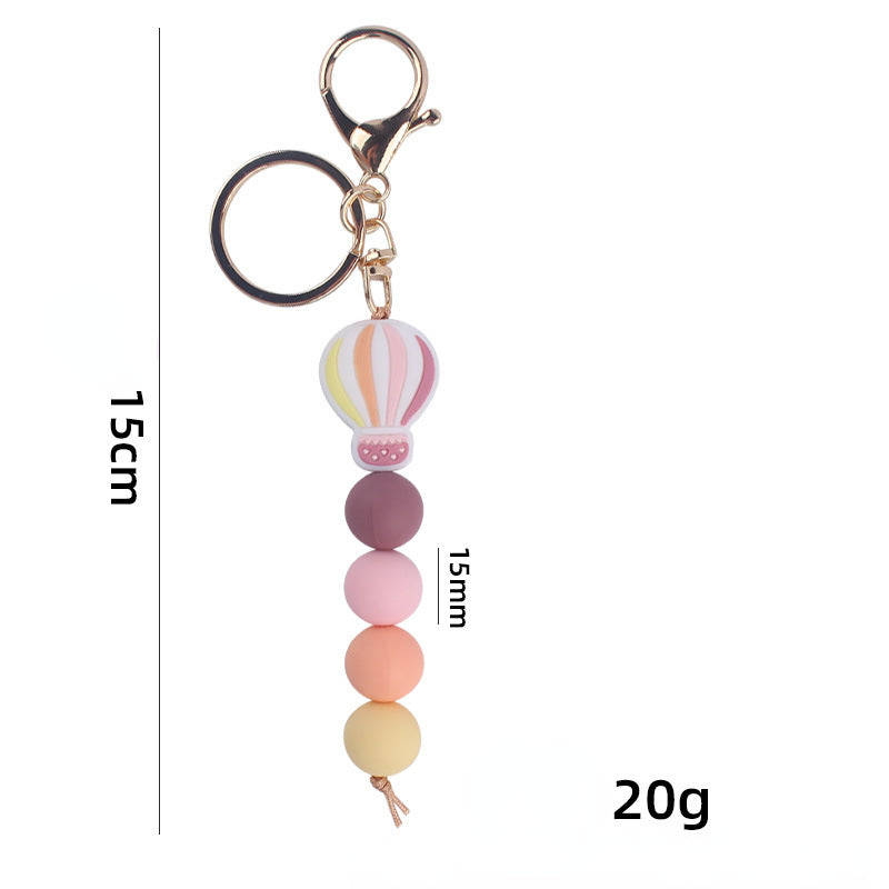 Hot Air Balloon Silicone Bead Keychain with Lobster Clasp Charm 5