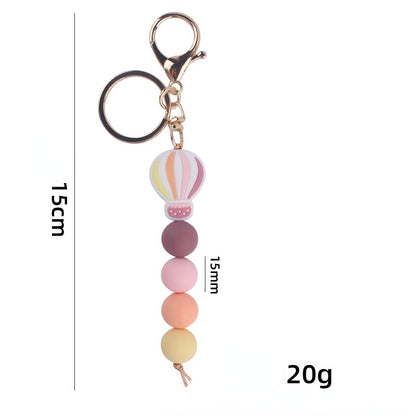 Hot Air Balloon Silicone Bead Keychain with Lobster Clasp Charm 5