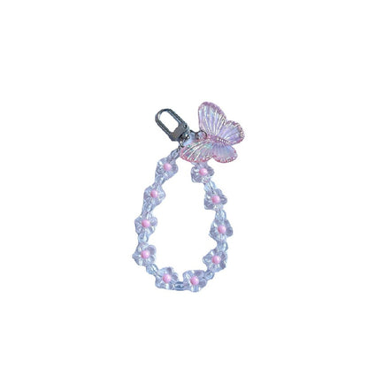 Flower Butterfly Acrylic Beaded Wristlet Keychain Charm 5