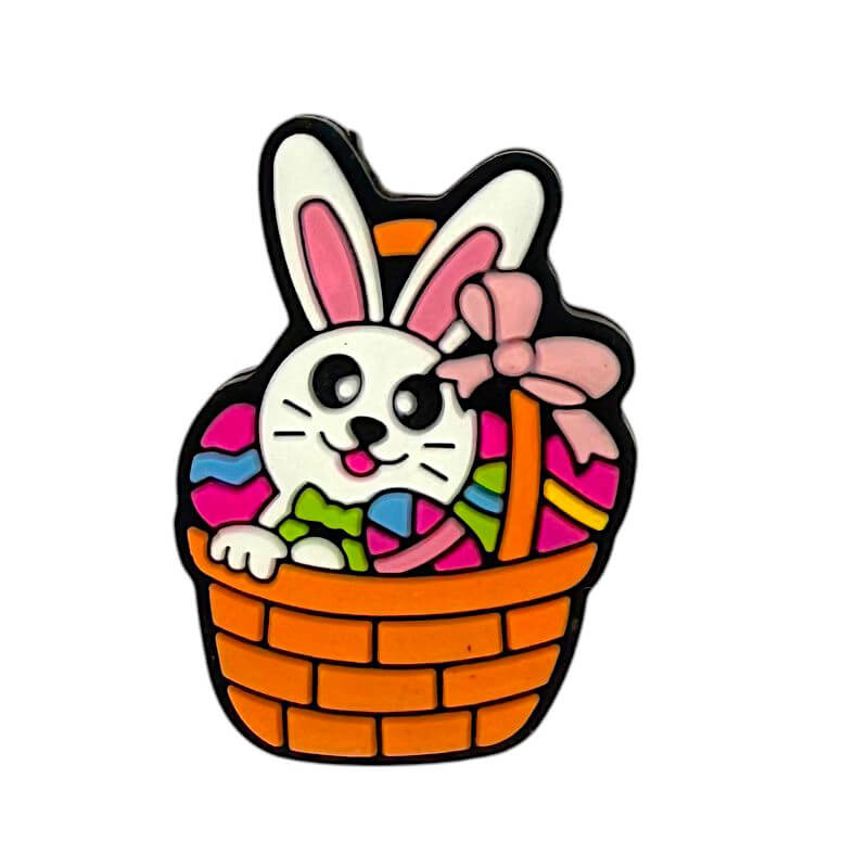 Silicone Focal Beads Easter Bunny in Bow Basket