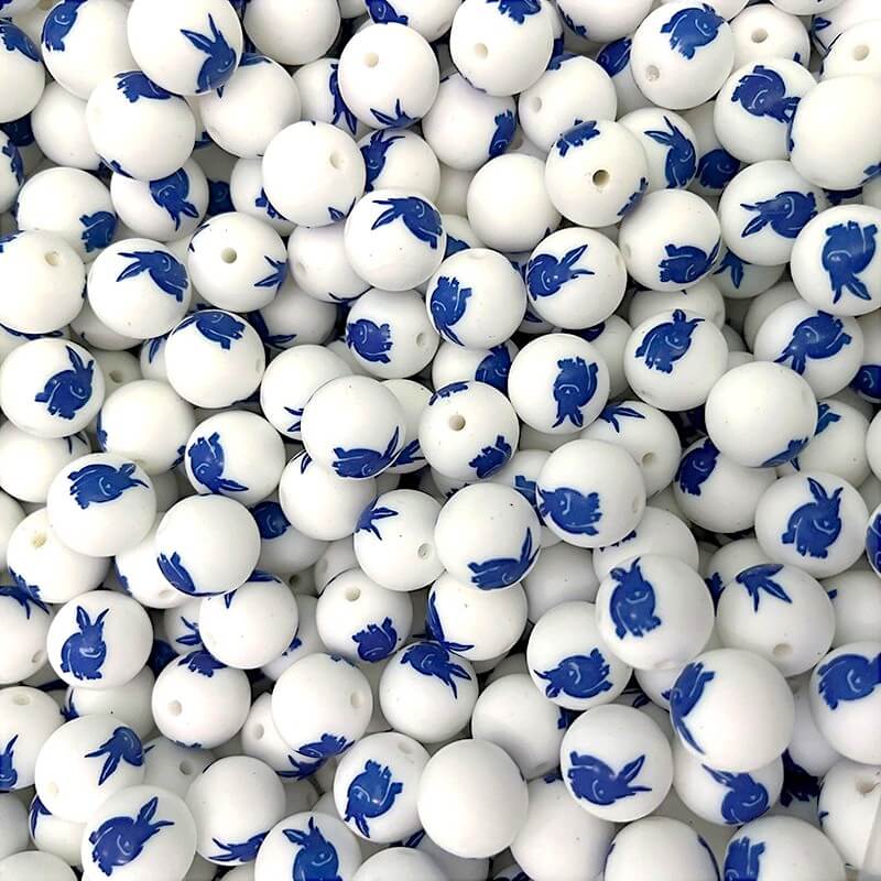 50pcs 15mm Easter Silicone Beads Yellow Red Color Egg Printed 5