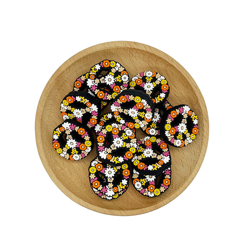 20pcs Silicone Focal Beads Flower Wreath Flat Design 2