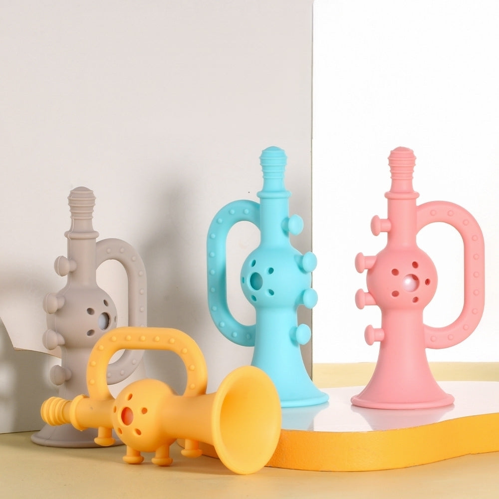 Silicone Baby Teething Toy Small Horn with Ringing Sound