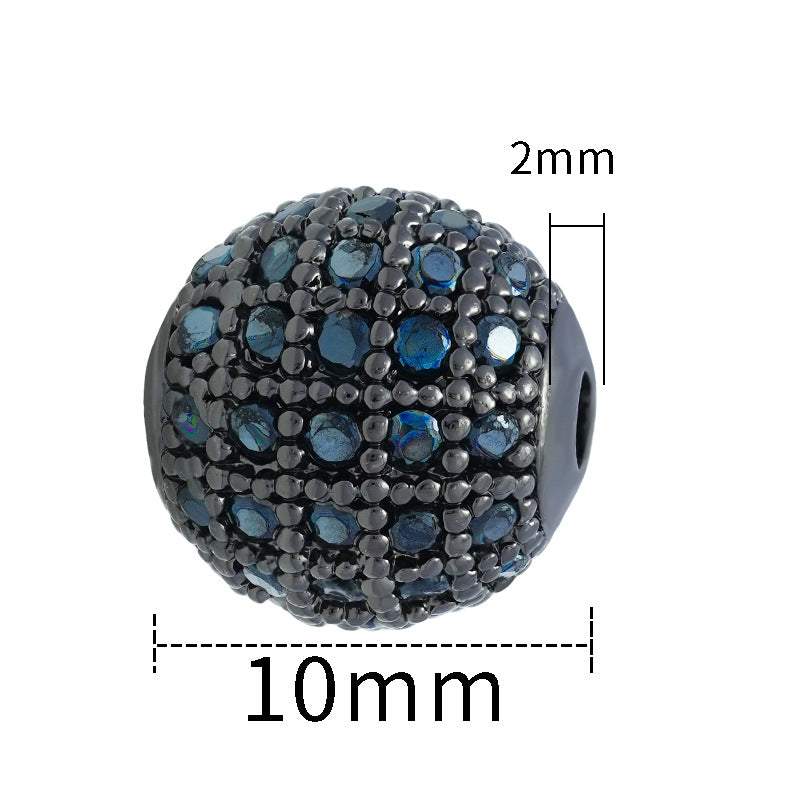 30pcs Fancy Zirconia Paved Brass Round Beads 13