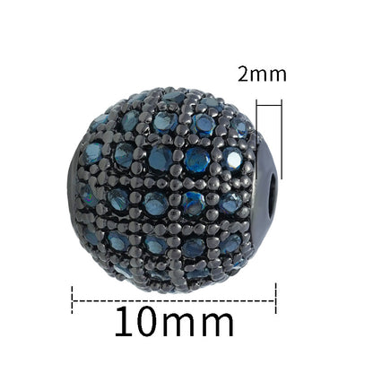 30pcs Fancy Zirconia Paved Brass Round Beads 13