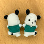 Silicone 3D Focal Beads White Dog Character Wearing Shirt Front Facing