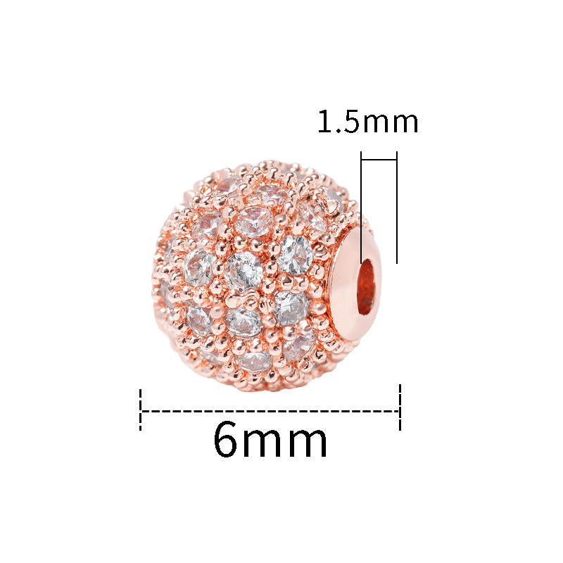 30pcs Fancy Zirconia Paved Brass Round Beads 23
