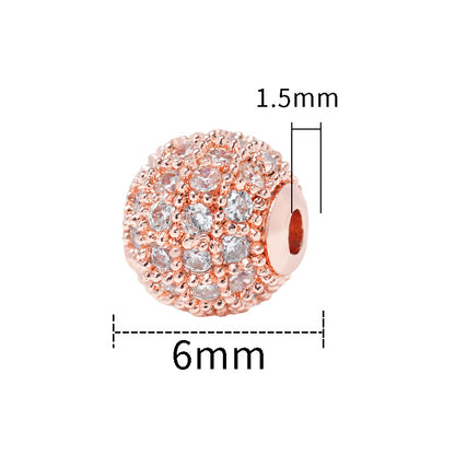 30pcs Fancy Zirconia Paved Brass Round Beads 23