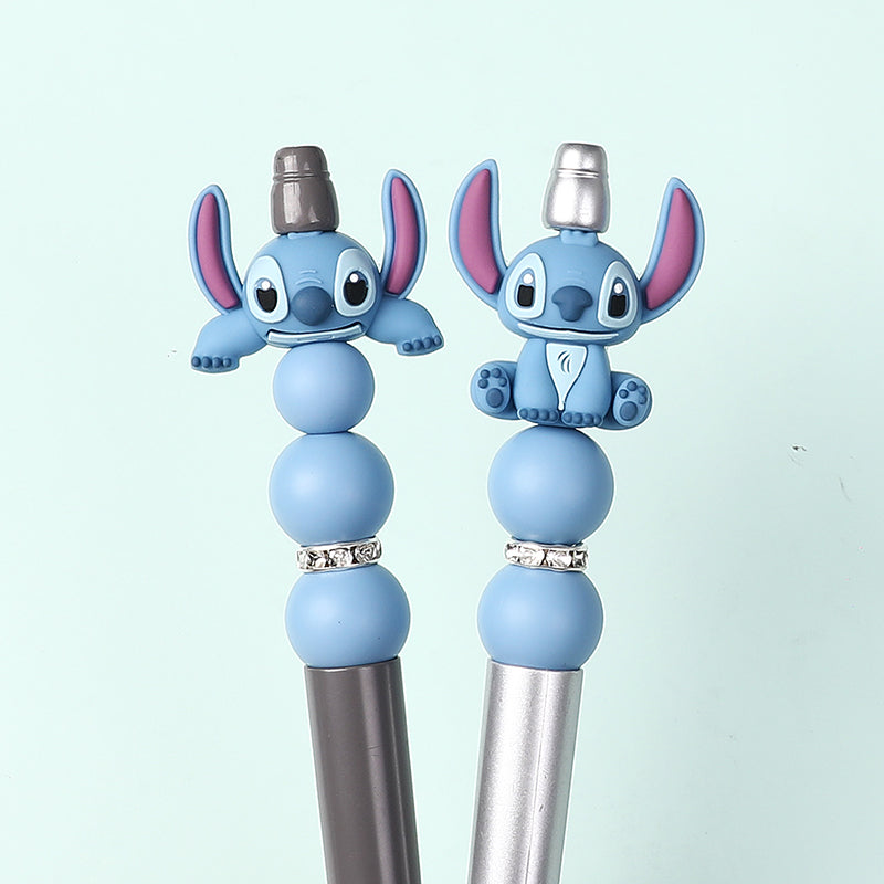 20Pcs Silicone 3D Focal Beads Blue Alien Character Large Ears Half-Lying Posture 7
