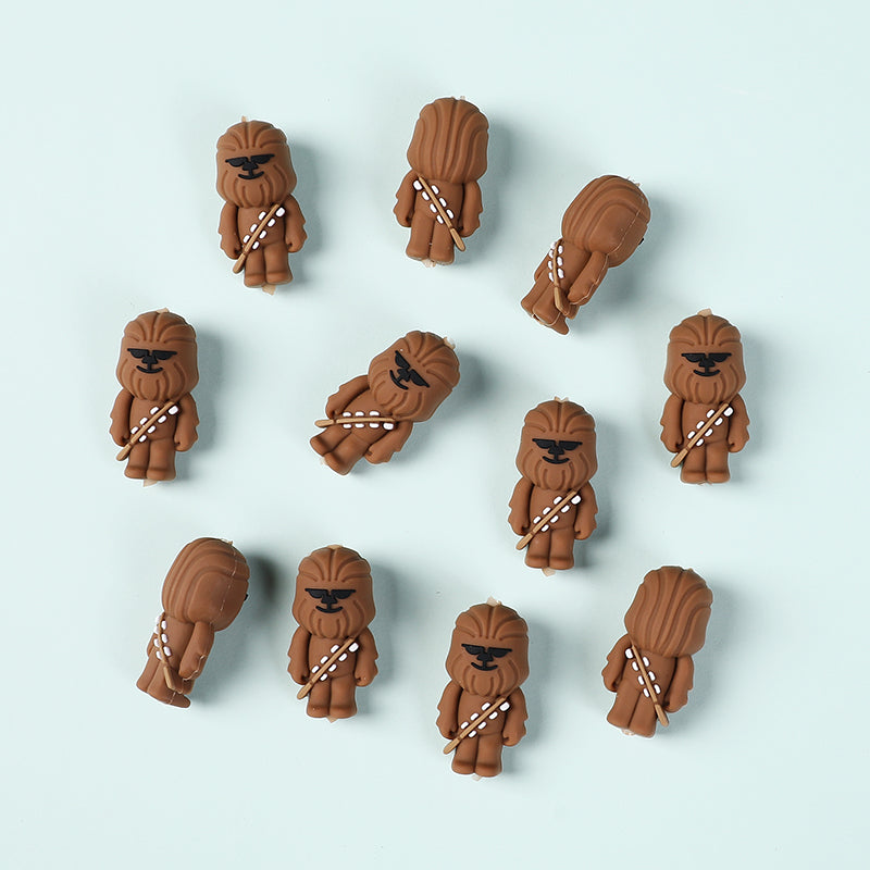 Silicone 3D Focal Beads Brown Alien Character Large Ears Side Profile 3
