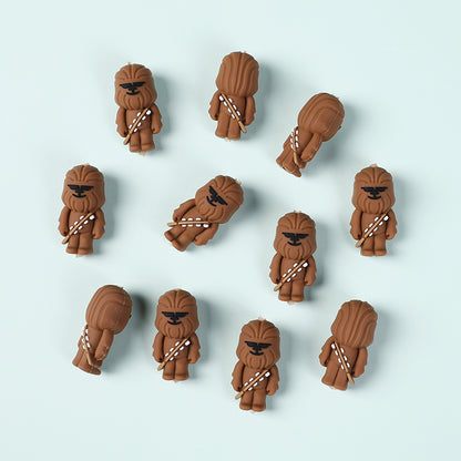 Silicone 3D Focal Beads Brown Alien Character Large Ears Side Profile 3