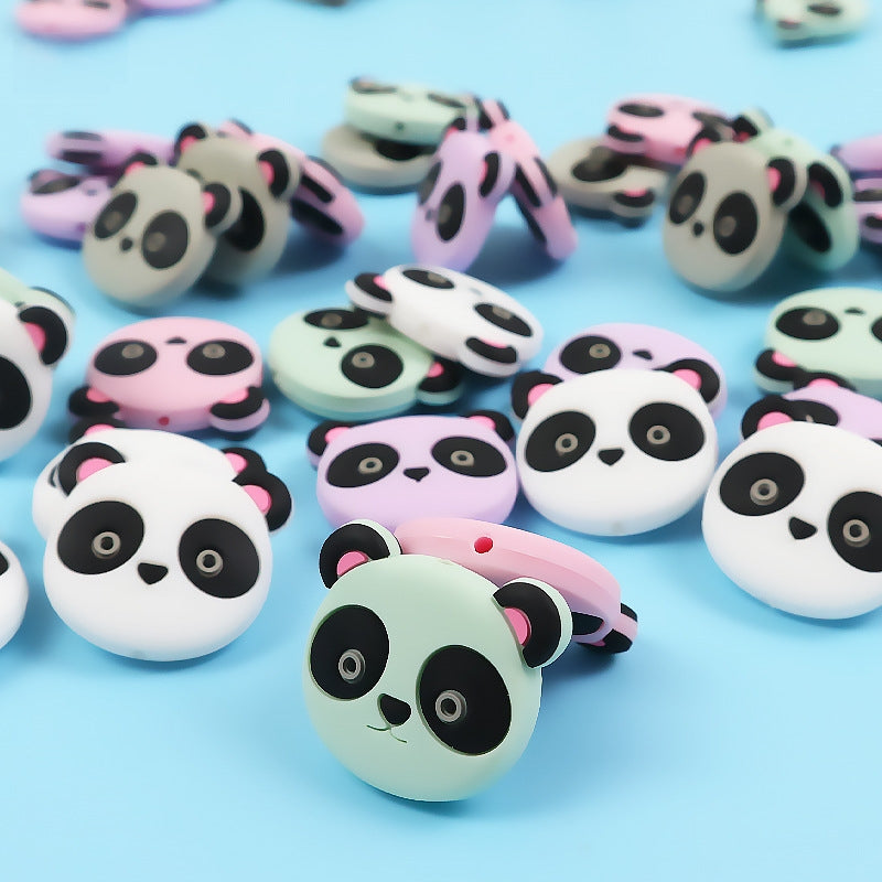 Silicone Focal Beads Cartoon Animal Panda Face with Ears 4