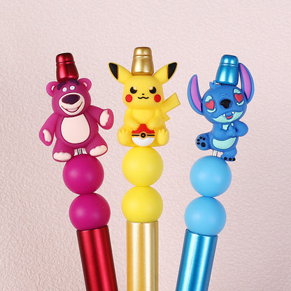20Pcs Silicone 3D Focal Beads Yellow Mouse Round Cheeks Lightning Tail Blue Alien Character Large Ears Purple Bear Lying Pose 8