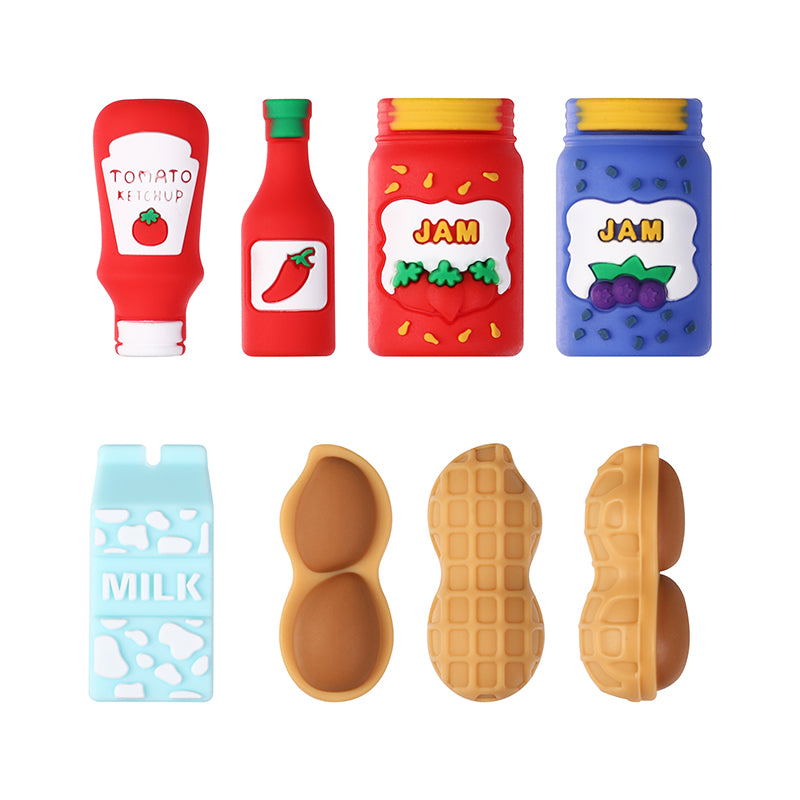 20Pcs Silicone 3D Focal Beads Jam Bottle Milk Carton Chili Sauce Design 10