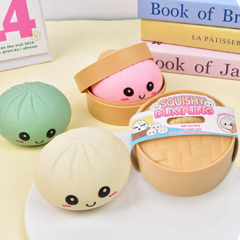 TPR Squishy Dumpling Stress Ball Cute Smiley Face Squeeze Toy for Stress Relief