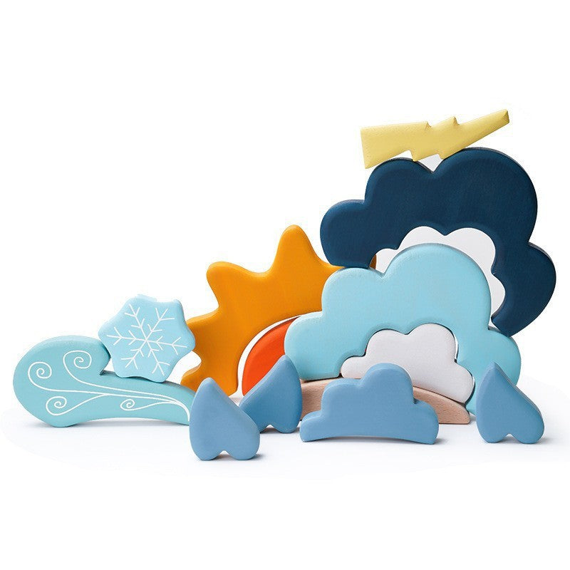 Wooden Rainbow Stacking Blocks Building Blocks Educational Toy 12pcs 13