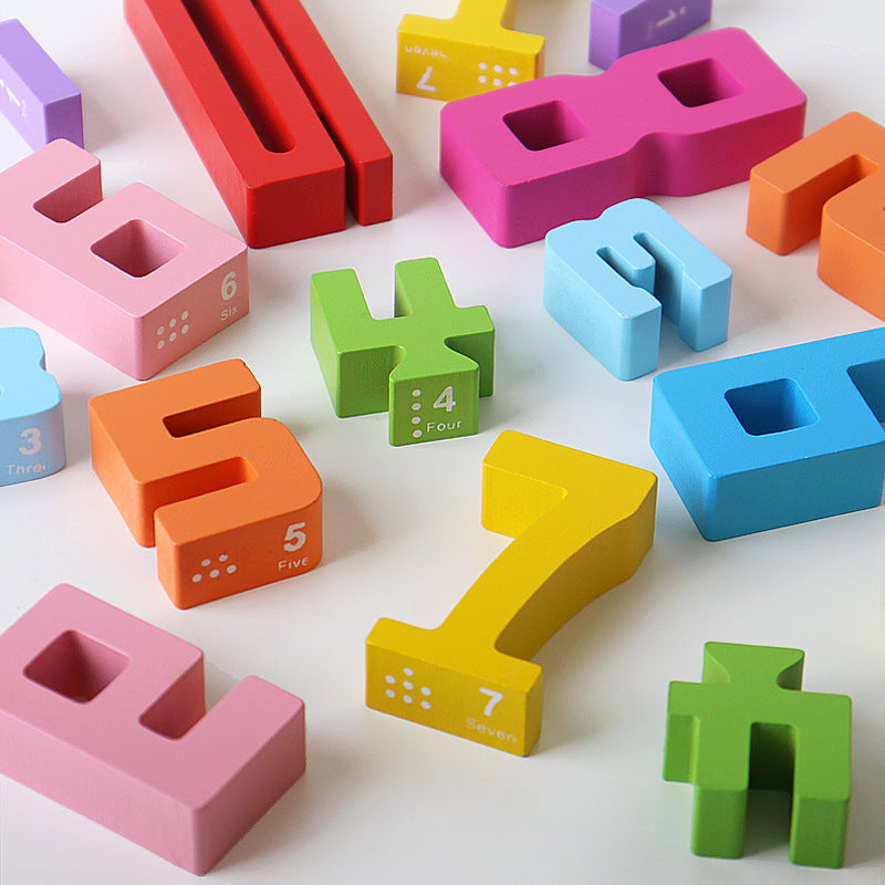 Wooden Building Blocks Montessori Toys Educational Number Set 3