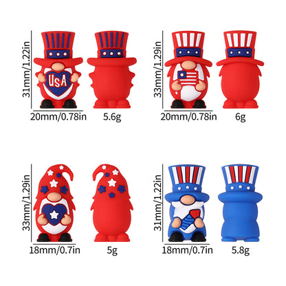 20Pcs Silicone 3D Focal Beads Independence Day Dwarf USA Theme 10