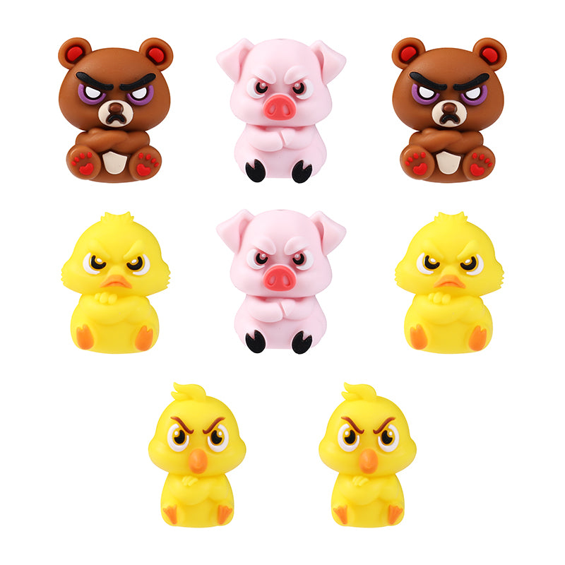 Silicone 3D Focal Beads Angry Animal Front Facing 9
