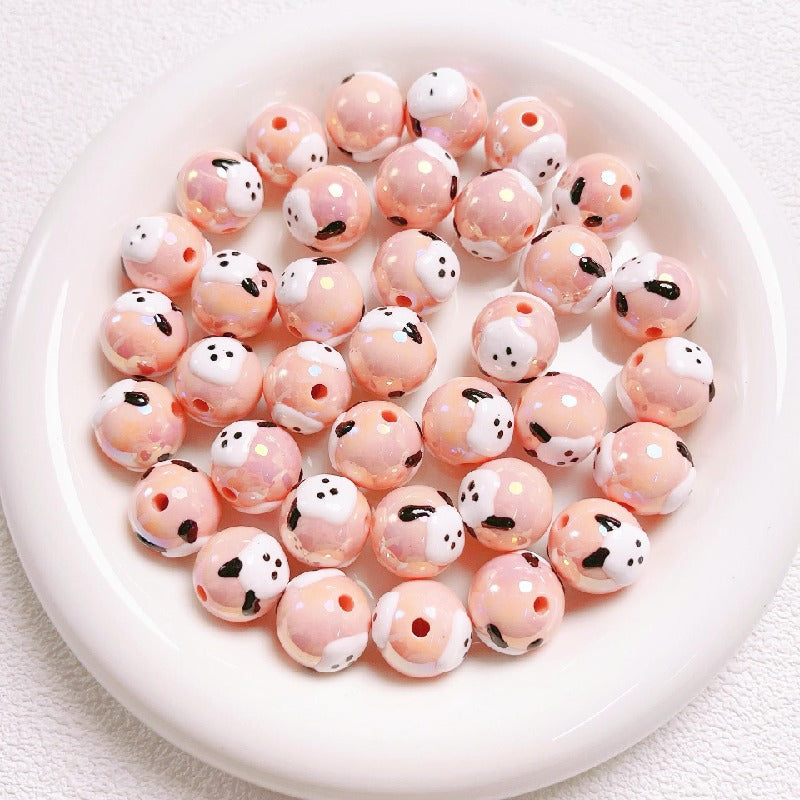5pcs 16mm Cartoon Round Acrylic Beads Hand-Painted for Jewelry Making 11