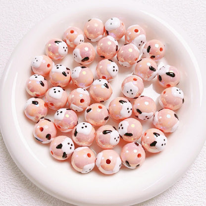 5pcs 16mm Cartoon Round Acrylic Beads Hand-Painted for Jewelry Making 11