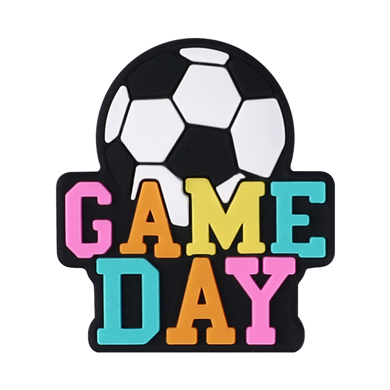 Silicone Focal Beads Ball Game Match Day Printed Text Design 18