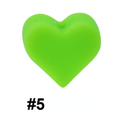 50pcs 14mm Heart Silicone Beads Colorful Diy Teether Accessories 9