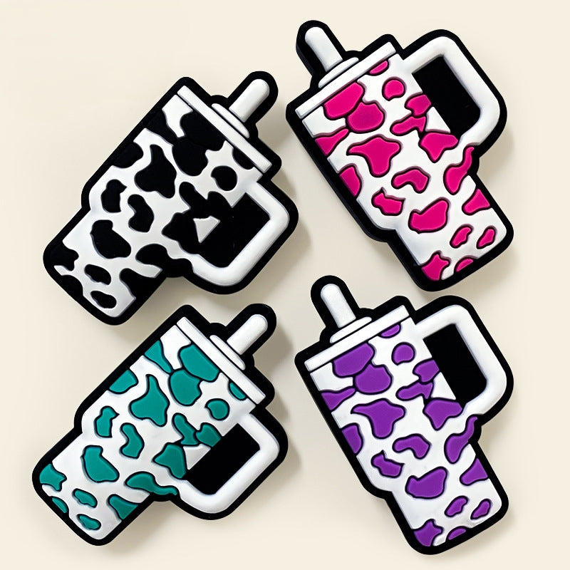 20Pcs Silicone Focal Beads Travel Cup Patterned Design