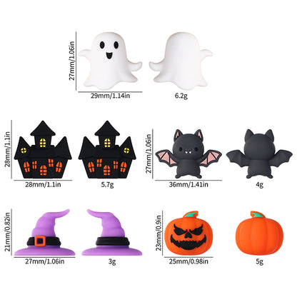 20Pcs Silicone 3D Focal Beads Halloween Theme Bat Ghost Haunted House 10
