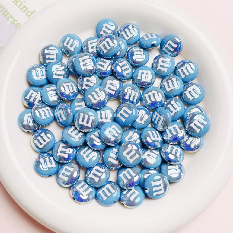 10pcs 14mm M Beans Acrylic Beads Jewelry Making Craft Supplies 17