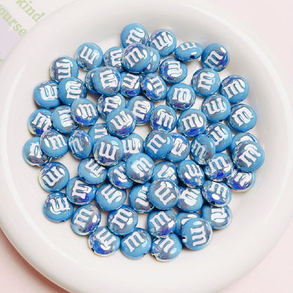 10pcs 14mm M Beans Acrylic Beads Jewelry Making Craft Supplies 17