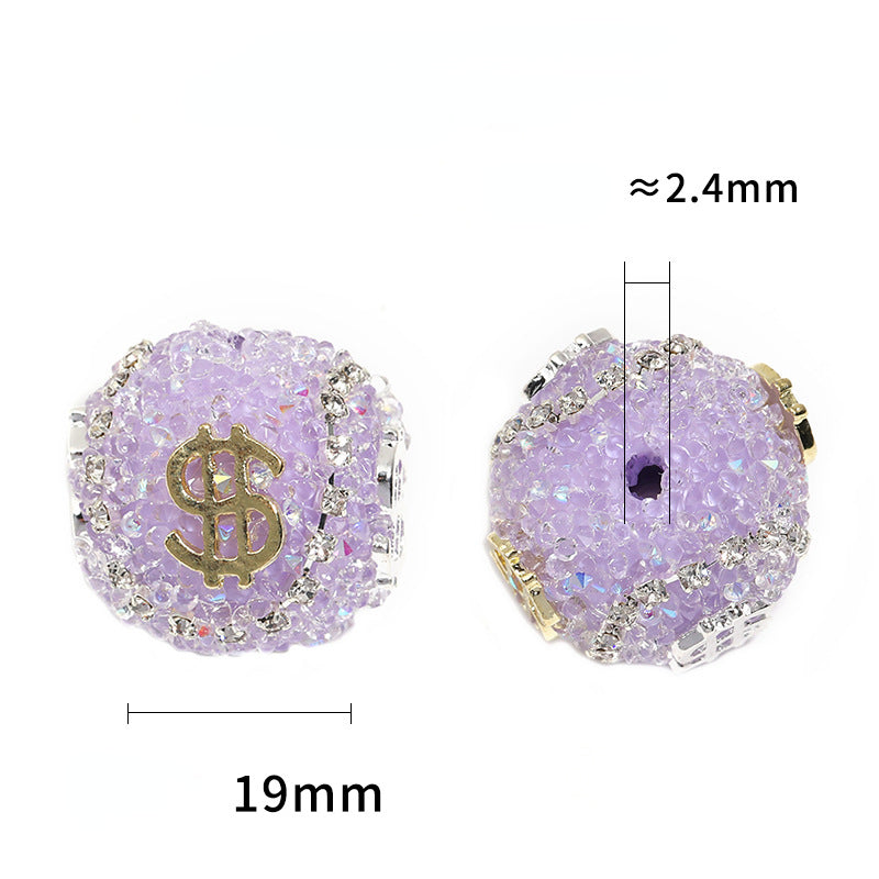 5pcs 19mm Dollar Bill Rhinestone Beads DIY Jewelry Making 4