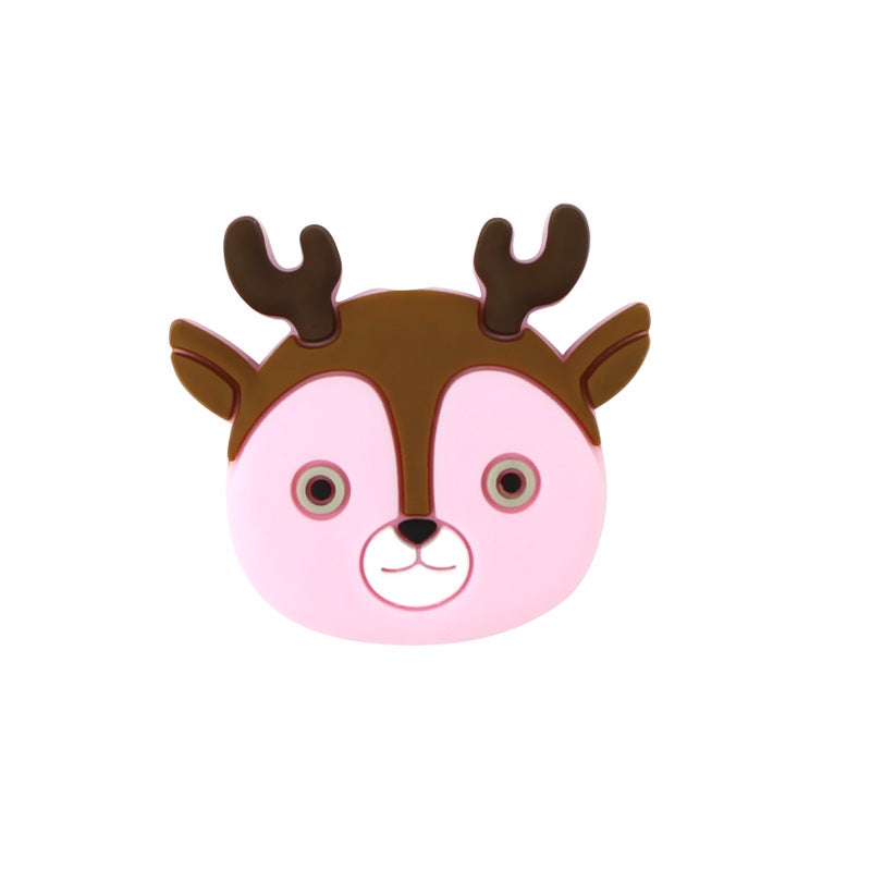 Silicone Focal Beads Cartoon Colorful Deer with Antlers 7