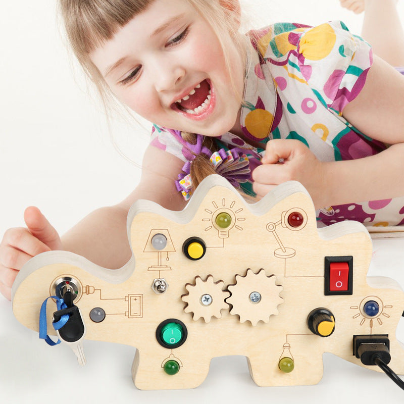 Wooden Dinosaur Montessori Busy Board Educational Toy 2
