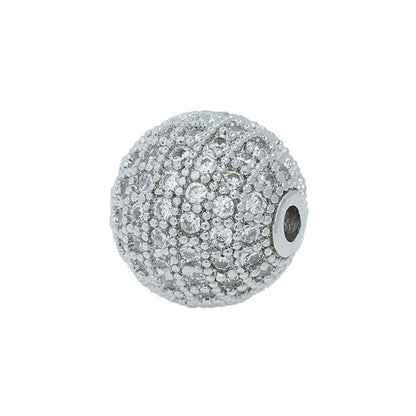5pcs 12mm Zirconia Paved Round Brass Round Beads 6