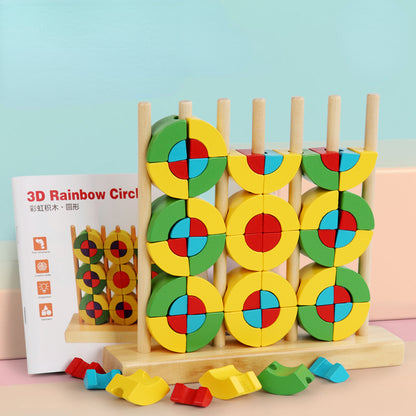 Wooden Montessori Toys Rainbow Triangle Building Blocks Educational 5