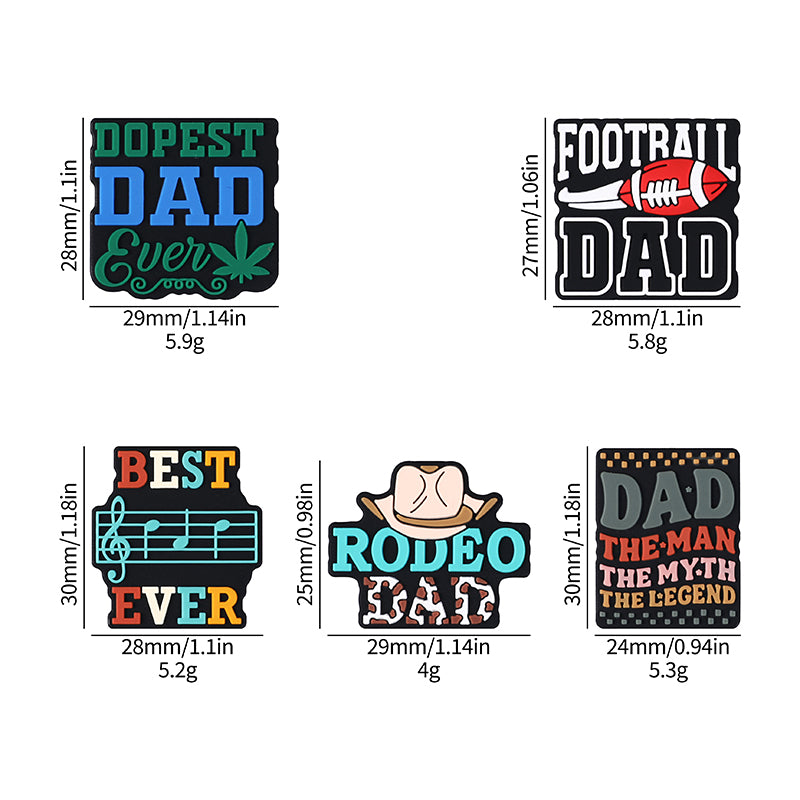 Silicone Focal Beads Dad Theme Text and Icon Design 11