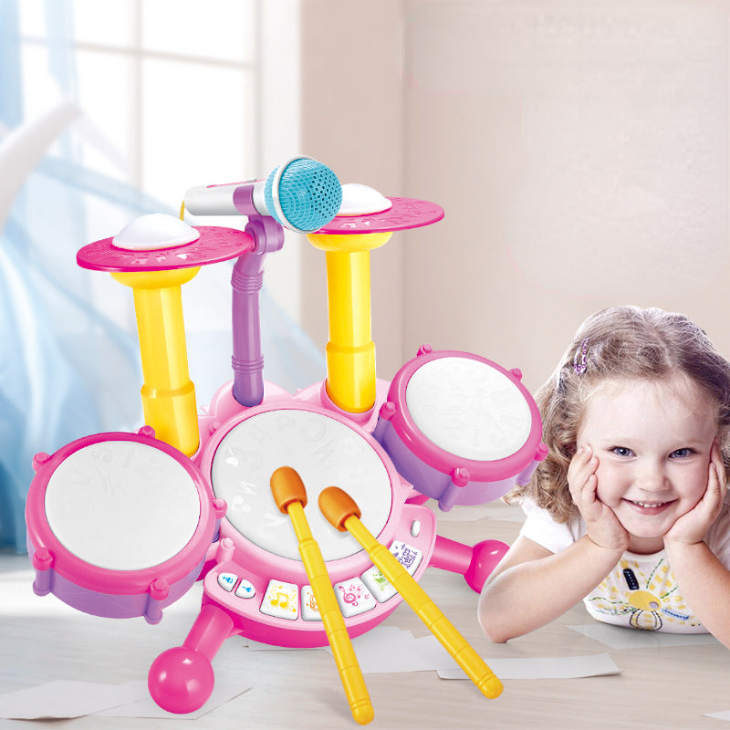 Plastic Kids Jazz Drum Kit Musical Instrument Early Education Toy 2