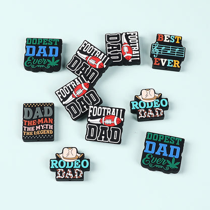 Silicone Focal Beads Dad Theme Text and Icon Design 5
