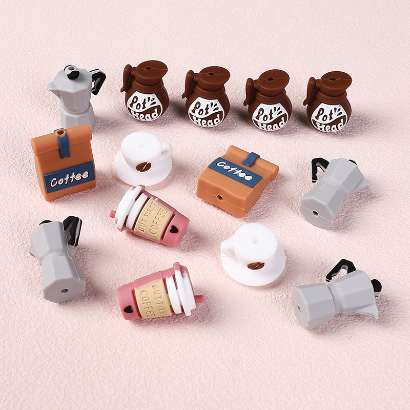 Silicone 3D Focal Beads Coffee Theme 3D Coffee Cup and Pot Designs 6