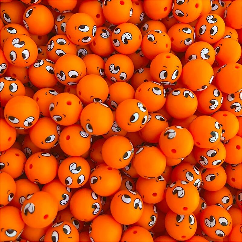 50pcs 15mm Easter Silicone Beads Yellow Red Color Egg Printed 4