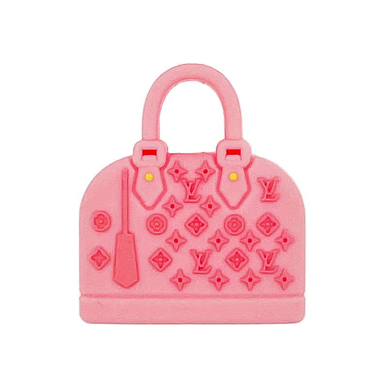 20pcs Silicone Focal Beads Pink Handbag Design with Pattern Detail 2