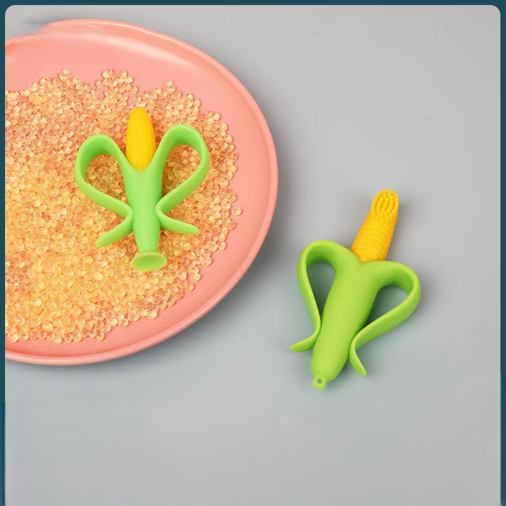 Corn Shape Silicone Teething Toy Baby Teether with Suction Cup