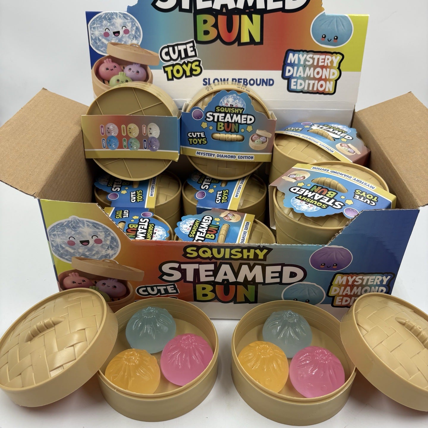 Squishy Steamed Bun Sensory Stress Ball Toy with 3 Glow-in-the-Dark Buns 2
