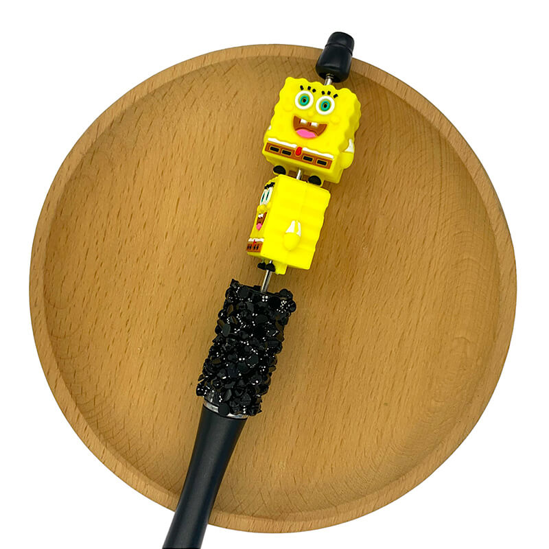 Silicone 3D Focal Beads Yellow Square Character Front Facing 2