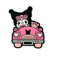20pcs Silicone Focal Beads Black Rabbit Character Driving Pink Car