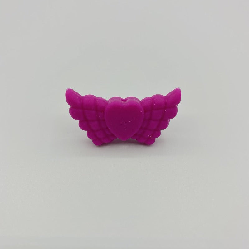 20pcs Silicone Focal Beads Wing Shape with Heart Center 9