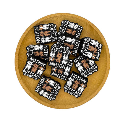 20Pcs Silicone Focal Beads Cat Rear View Text Design 2