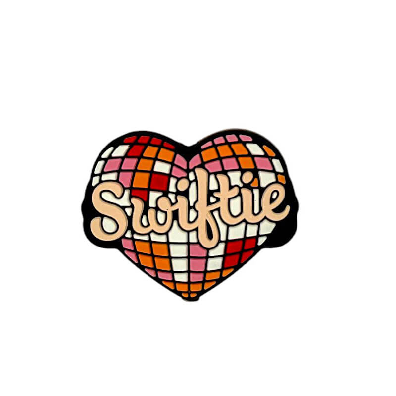 Silicone Focal Beads Love Heart with Script Text Swiftie Design